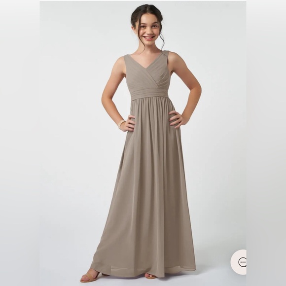 Azazie Taupe Maxi Dress - Picture 1 of 6